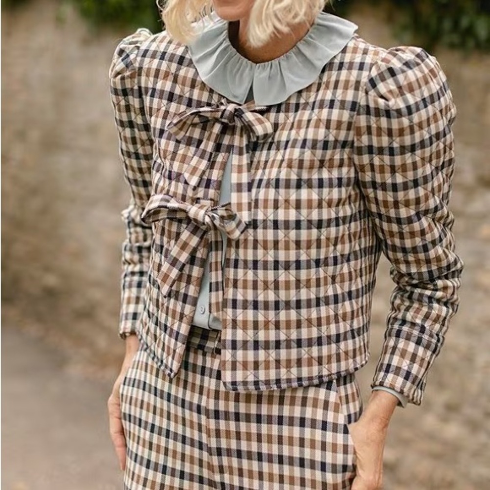 NWT Antonio Melani x Jennifer Sumko Plaid Tie Front Blazer Jacket